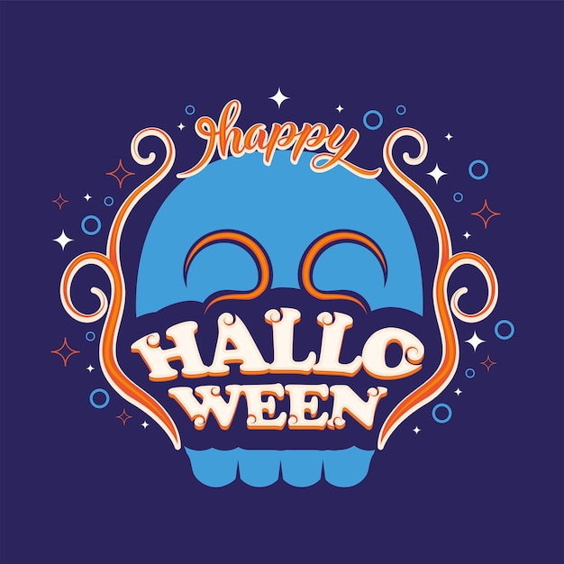 Vector colored happy halloween lettering background vector illustration