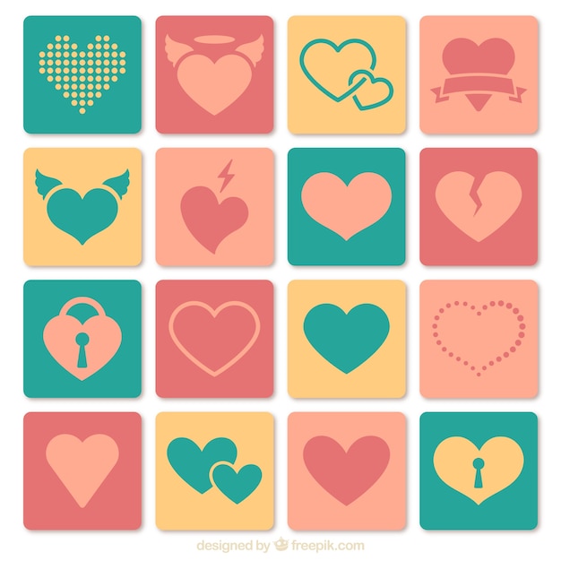 Vector colored heart icons