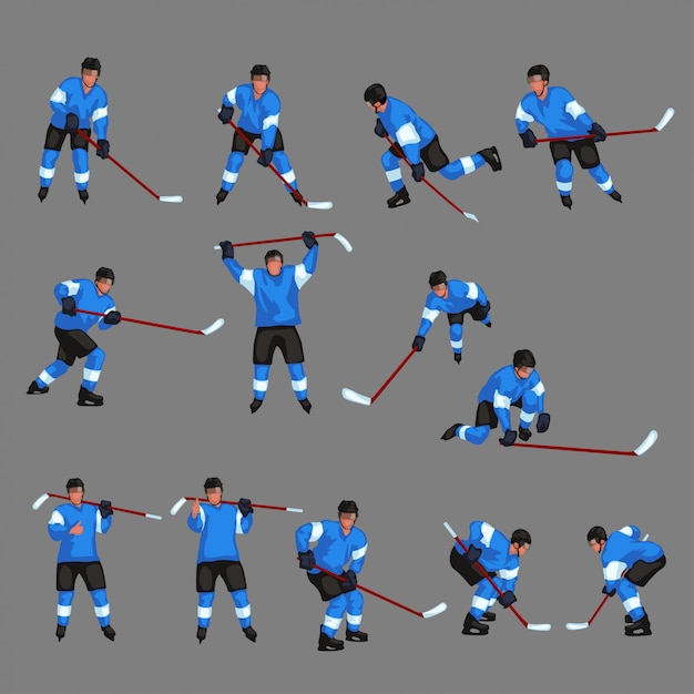 Colored hockey player set