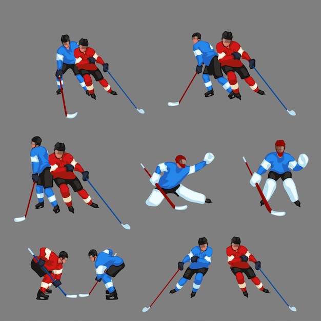 Set di giocatore di hockey colorato