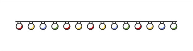 Colored holiday lights icon line art light bulbs garland for christmas holiday cards