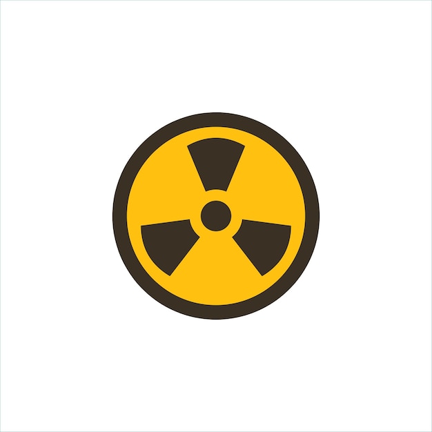 Colored icon radiation warning yellow sign in flat