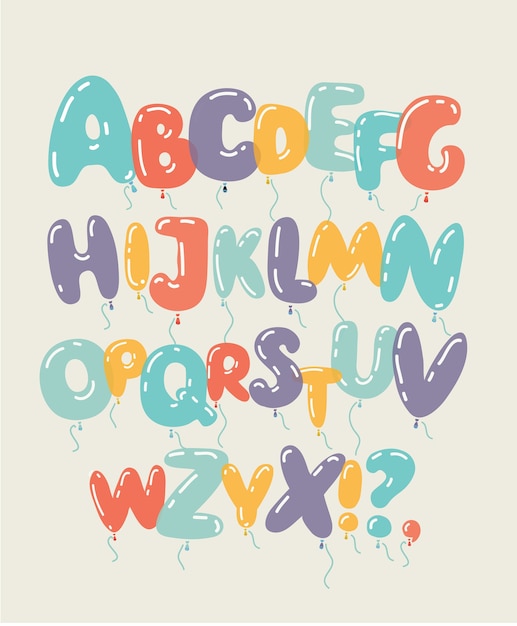 Colored and isolated balloon alphabet