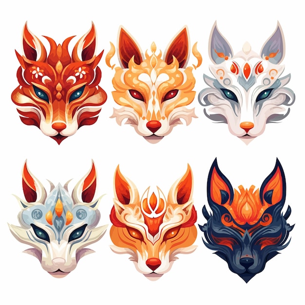ベクトル colored_kitsune_mask_vector (カラー_キツネ_マスク_ベクトル)