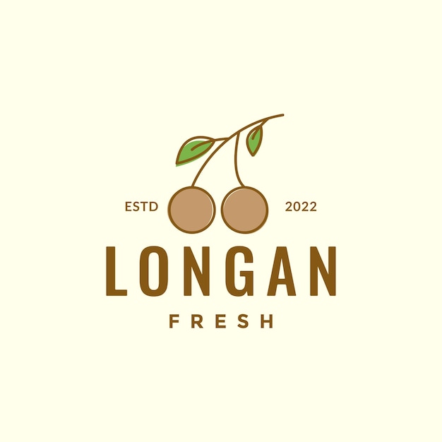 Colored longan fruit minimal logo