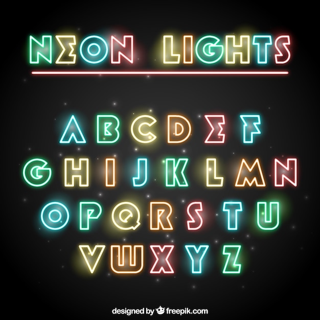 Vector colored neon typography