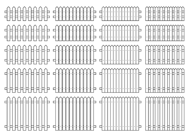 白で隔離フラット スタイル ベクトル図で色付きのアウトライン フェンス