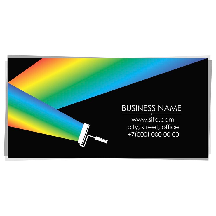 Vector colored paint roller house painter business card