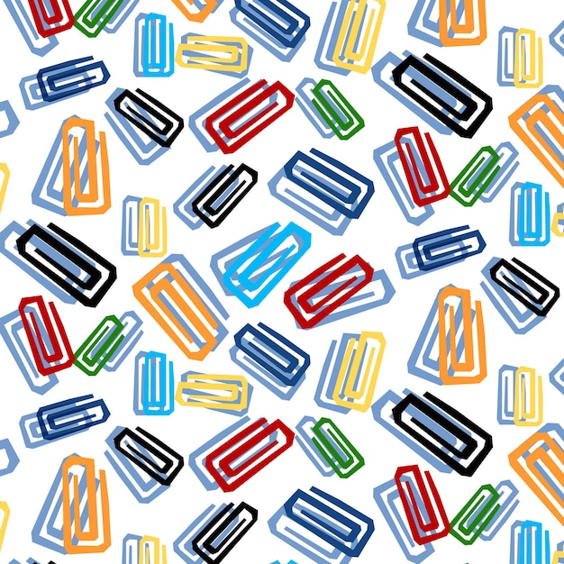 colored paper clips on a white background pattern preparation for school seamless pattern on a white background back to school