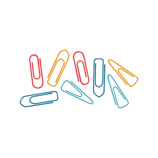 Иллюстрация цветных скрепок в плоском дизайне канцелярские товары для школы скрепки для заметок