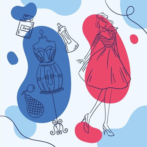 Цветной парижский плакат Модный набросок векторной иллюстрации