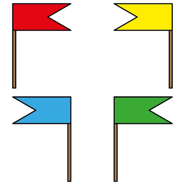 Colored pennants. Pennants on sticks. Vector illustration. EPS10.