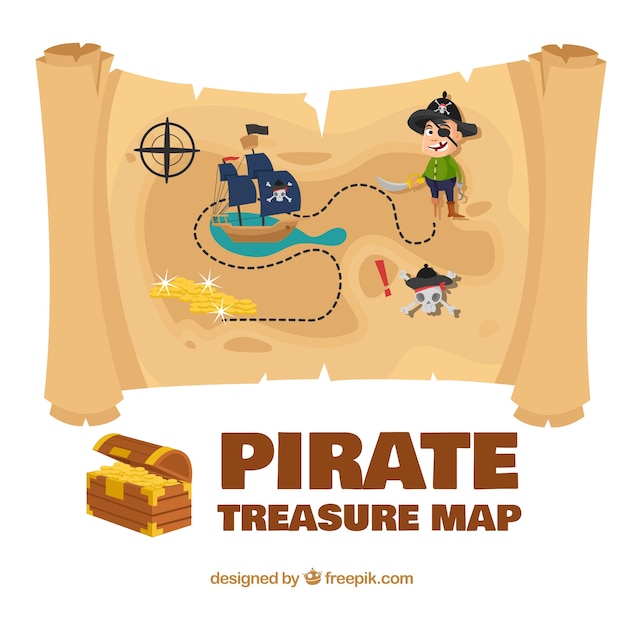 Colored pirate treasure map