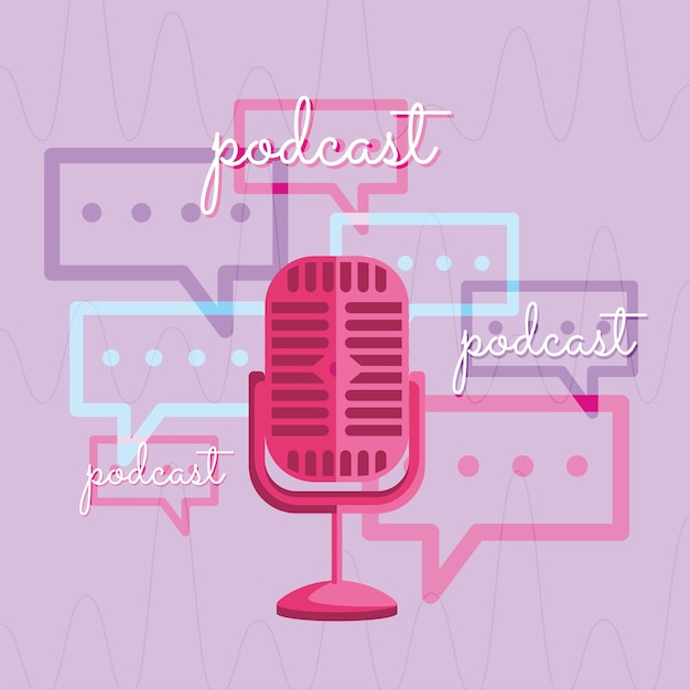 Colored podcast cover vector