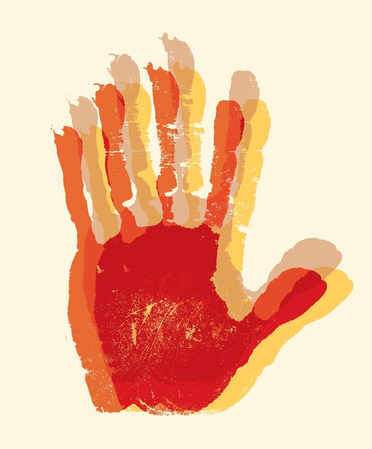 Vector colored prints of human palm hand