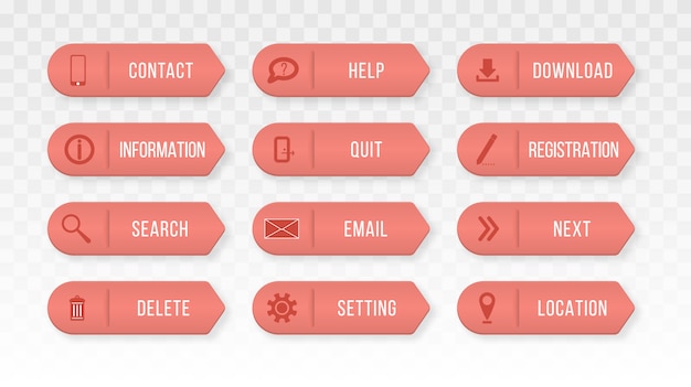 Colored rectangular web buttons contact us. Design elements for website or app.