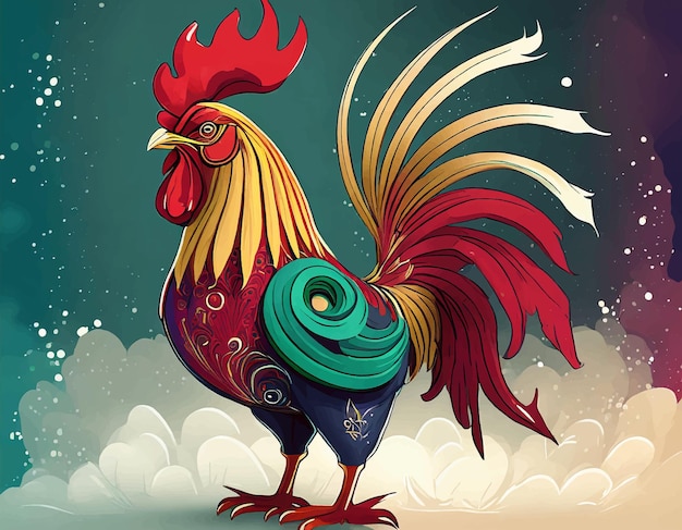 colored rooster 3d