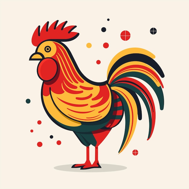 A colored Rooster Vector illustration cock A bright colorful rooster as icon logo template design