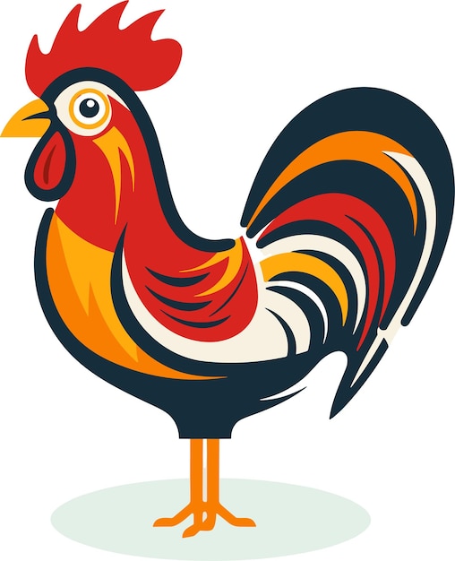 A colored Rooster Vector illustration cock A bright colorful rooster as icon logo template design