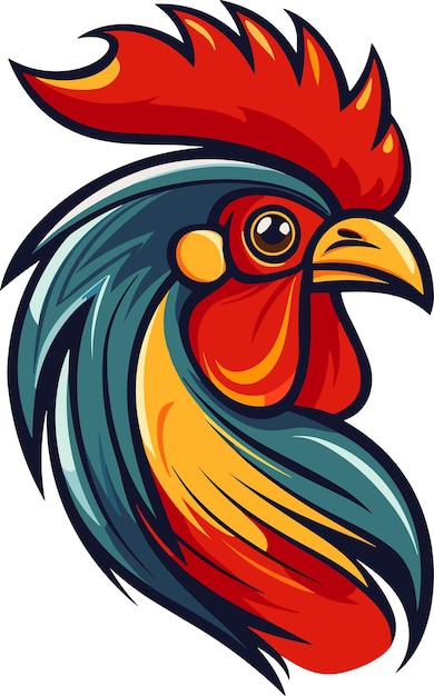 A colored Rooster Vector illustration cock A bright colorful rooster as icon logo template design