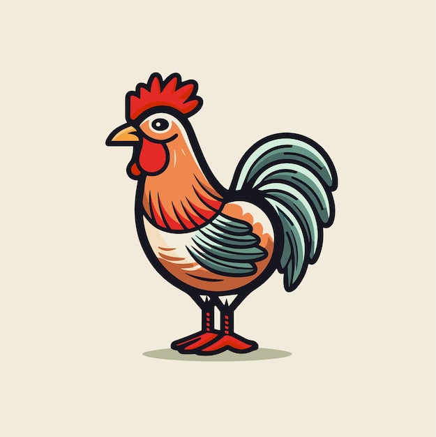 A colored Rooster Vector illustration cock A bright colorful rooster as icon logo template design