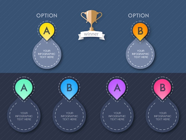 Vector colored rounded infographic with two option