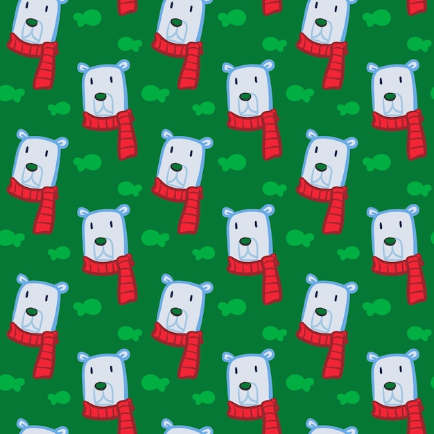 Colored Scarf Polar Bear Fish Pattern