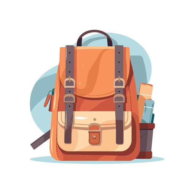 colored school backpack education and study back to school Cartoon Style