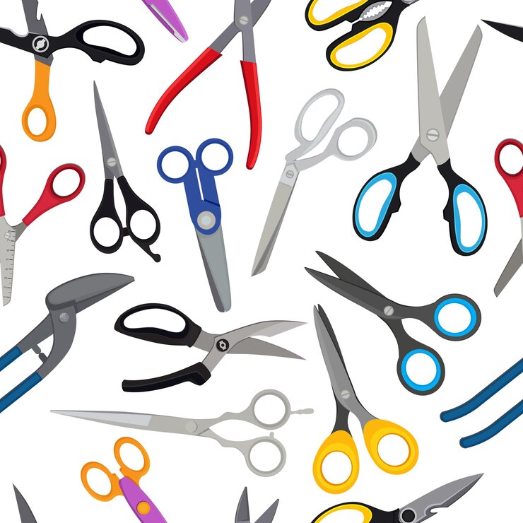 Vector colored scissors  pattern. scissors background for barber hair or hairdresser illustration