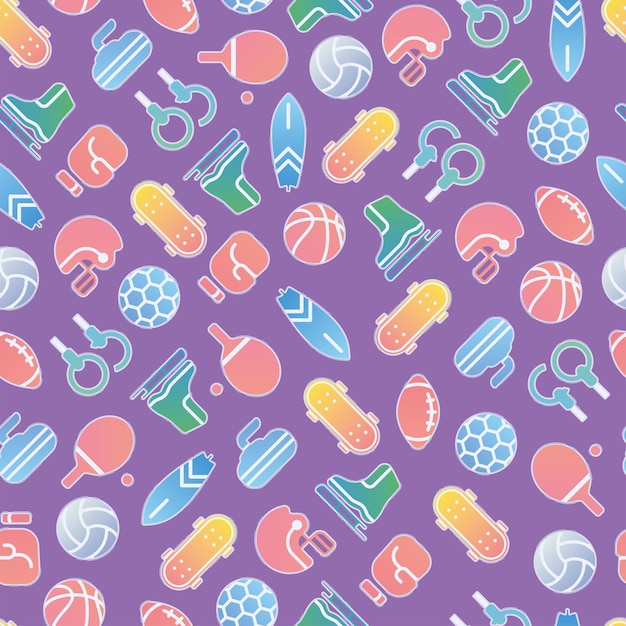 Colored seamless pattern background with sport icons Vector