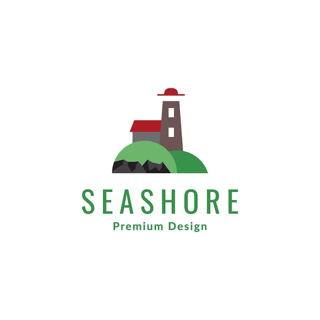 Colored seashore with lighthouse logo symbol icon vector graphic design illustration idea creative