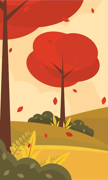 Colored seasonal autumn landscape scenario Vector illustration