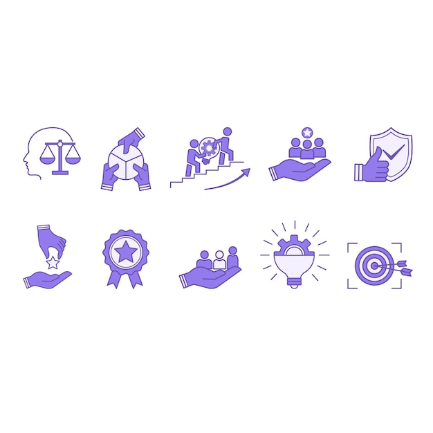 Vector colored set of core values icons