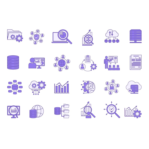 Colored Set of Data Analytics Icons