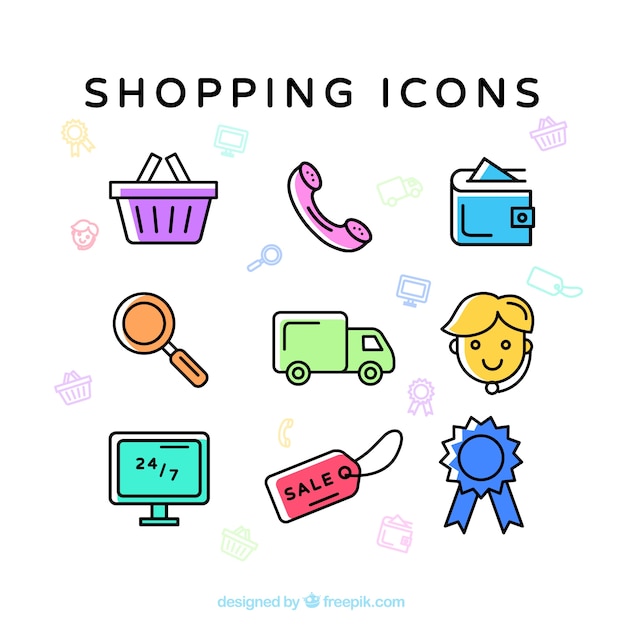 Colored shopping icons