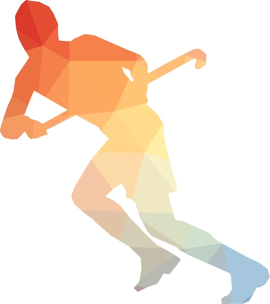 Colored Silhouette Of A Cricket Player Isolated On Transparent Background