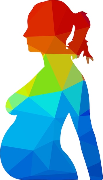 Colored silhouette of a pregnant woman isolated on transparent background