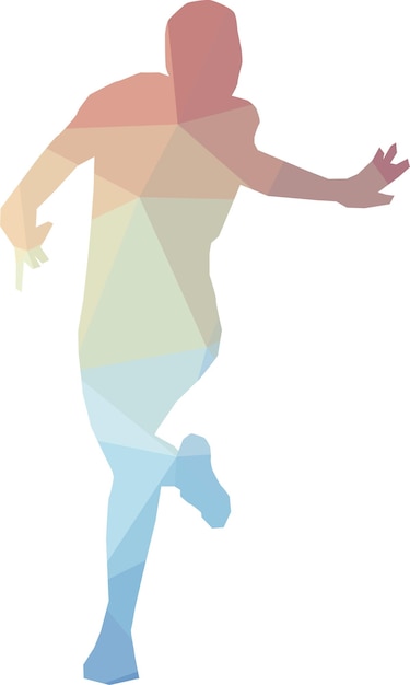 Цветной силуэт бегущего человека, изолированного на прозрачном фоне