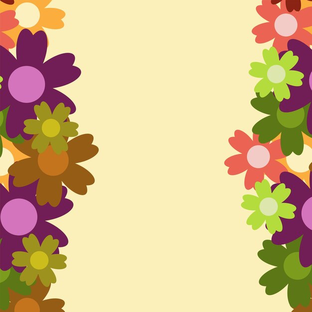 Vettore bouquet di fiori colorati semplici su sfondo blu cornice con decorazione carta per le vacanze di compleanno di nozze sfondo illustrazione vettoriale