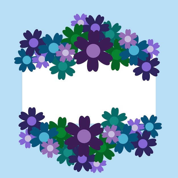 Bouquet di fiori semplici colorati su sfondo colorato cornice con decorazione biglietto per le vacanze di compleanno di nozze illustrazione dello sfondo