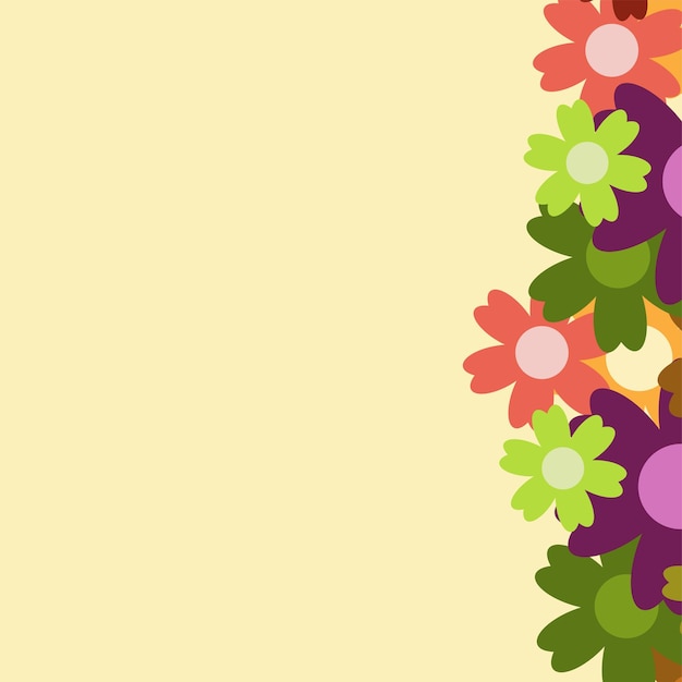 Bouquet di fiori colorati semplici su sfondo colorato telaio con decorazione carta per le vacanze di compleanno di nozze illustrazione sullo sfondo del vettore