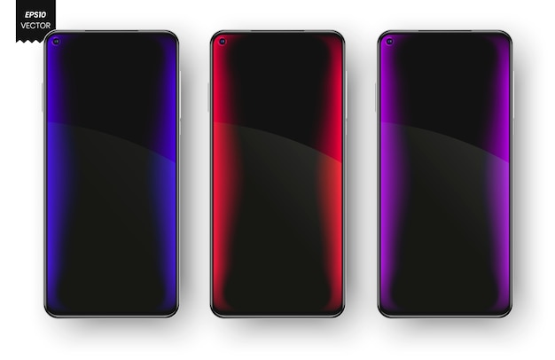 Vector colored smartphone notification screens.