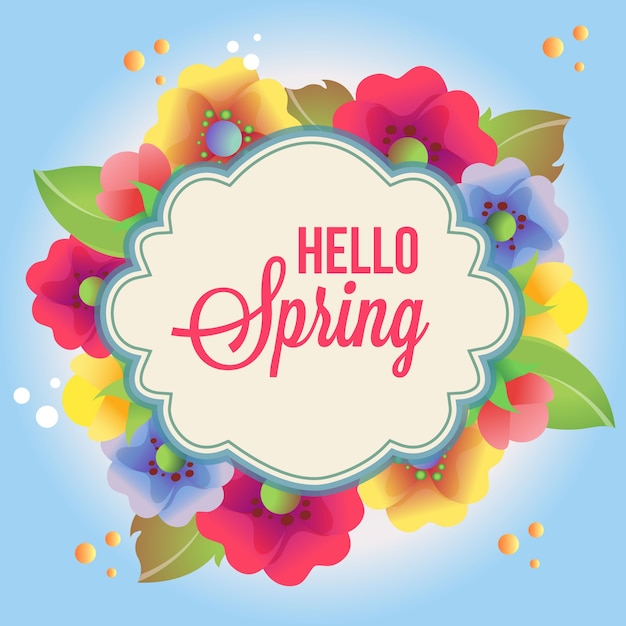 Vector colored spring with flower