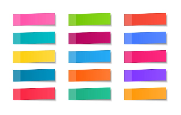 Vector colored stickers set. sticky notes. realistic note papers.