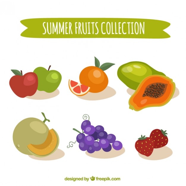 Colored summer fruits set