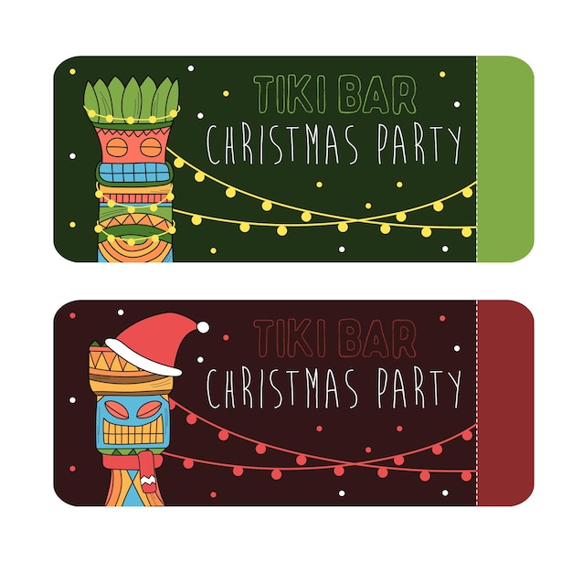 Colored tiki idols for christmas party invitation cards design or posters.