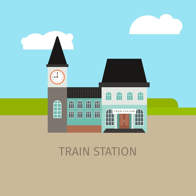 Colored train station building