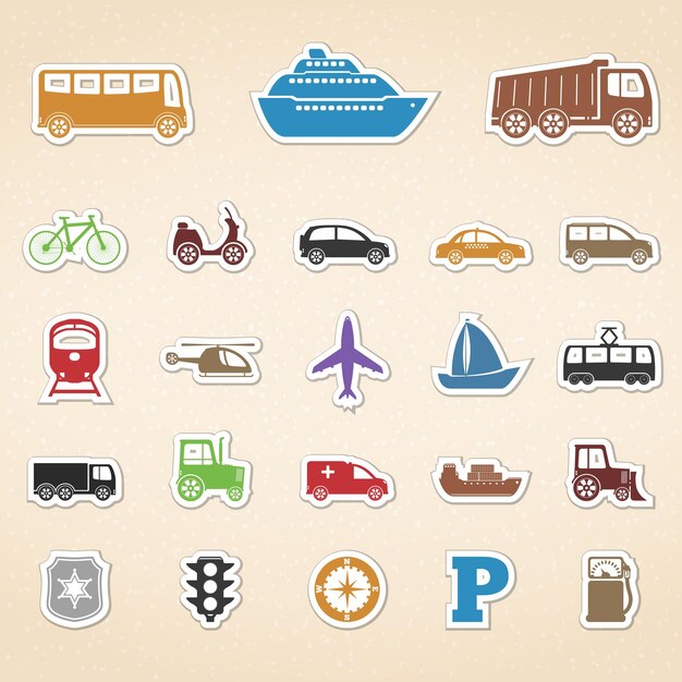 Vector colored transport icons