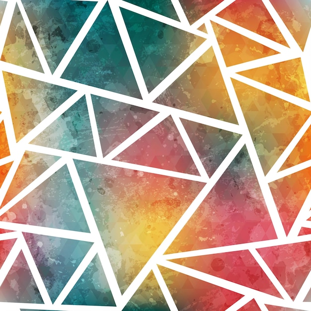 Colored triangle seamless pattern with grunge effect