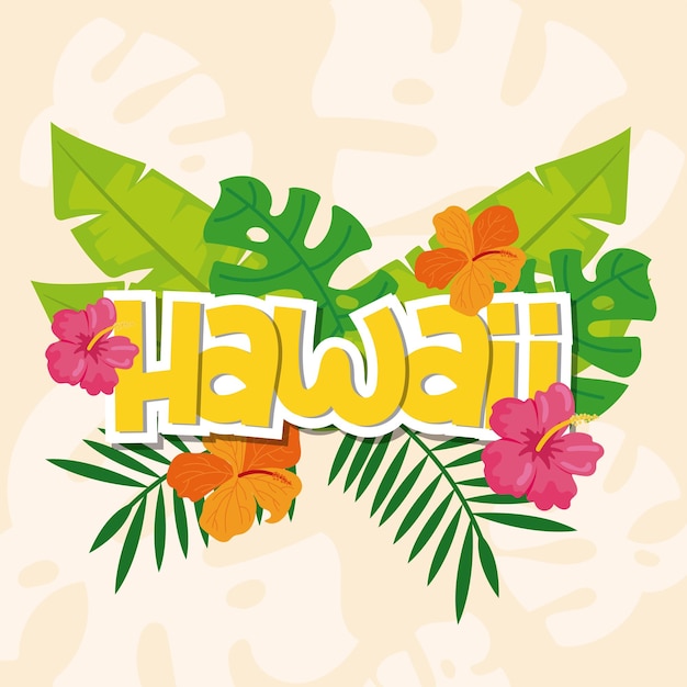 Vector colored tropical hawaii background vector illustration